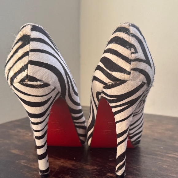 Louboutin Peep toe Heels Zebra print size 38 - Picture 5 of 11